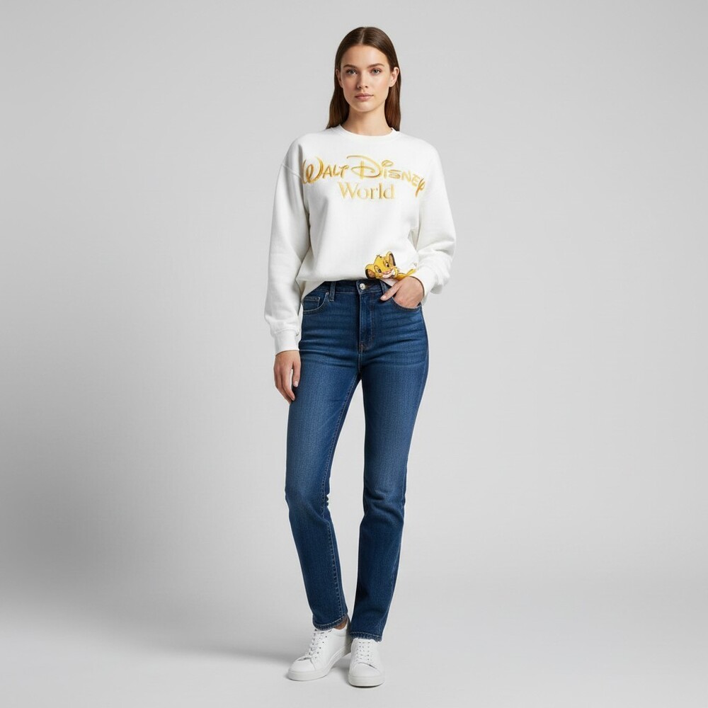 Walt Disney World Lion King Simba Nala Crewneck Sweatshirt White Women's Large